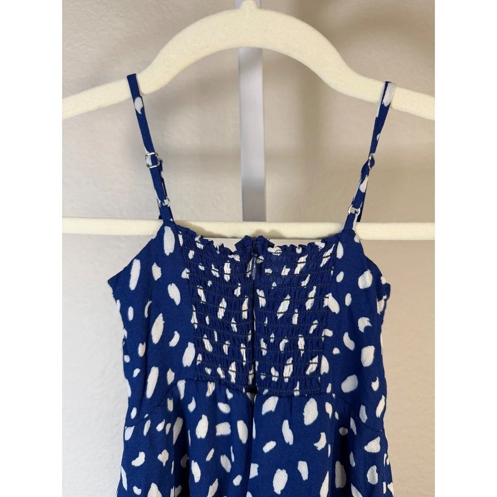 Reformation Kids Blue White Abstract Print Tiered Sundress Adjustable Straps 3Y